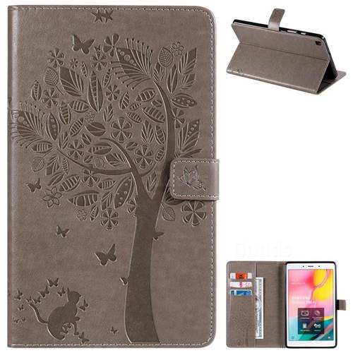 Embossing Butterfly Tree Leather Flip Cover for Samsung Galaxy Tab A 8.0 (2019) T290 T295 - Grey