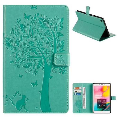 Embossing Butterfly Tree Leather Flip Cover for Samsung Galaxy Tab A 8.0 (2019) T290 T295 - Cyan