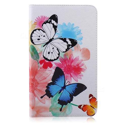 Vivid Flying Butterflies Folio Stand Leather Wallet Case for Samsung Galaxy Tab 4 8.0 T330 T331