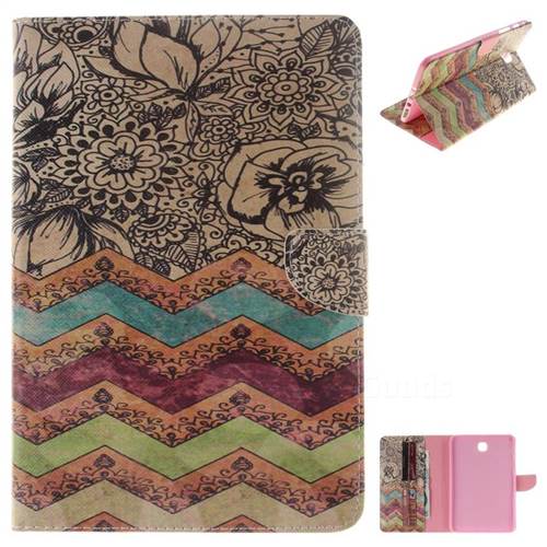 Wave Flower Painting Tablet Leather Wallet Flip Cover for Samsung Galaxy Tab A 8.0 T350 T355