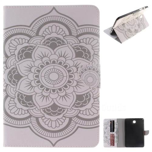 White Flowers Painting Tablet Leather Wallet Flip Cover for Samsung Galaxy Tab A 8.0 T350 T355