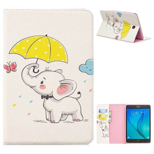 Umbrella Elephant Folio Stand Tablet Leather Wallet Case for Samsung Galaxy Tab A 8.0 T350 T355