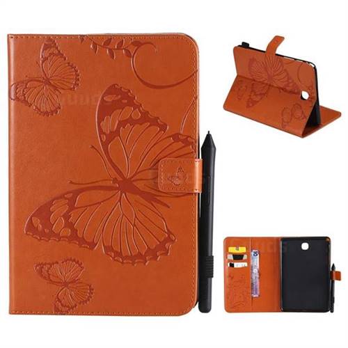 Embossing 3D Butterfly Leather Wallet Case for Samsung Galaxy Tab A 8.0 T350 T355 - Orange