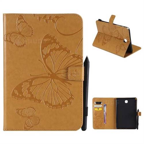 Embossing 3D Butterfly Leather Wallet Case for Samsung Galaxy Tab A 8.0 T350 T355 - Yellow