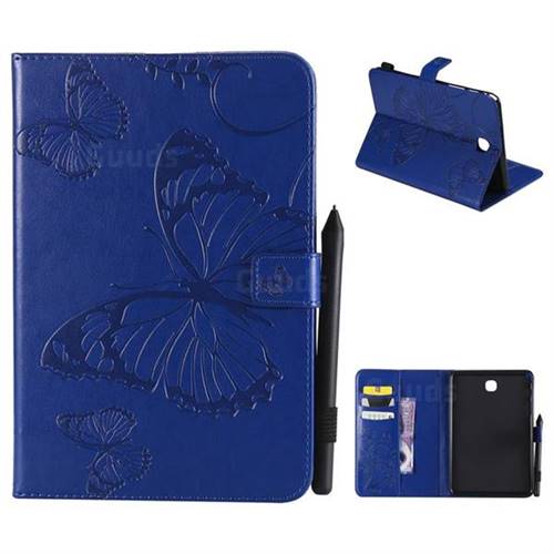 Embossing 3D Butterfly Leather Wallet Case for Samsung Galaxy Tab A 8.0 T350 T355 - Blue