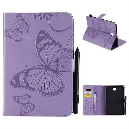 Embossing 3D Butterfly Leather Wallet Case for Samsung Galaxy Tab A 8.0 T350 T355 - Purple