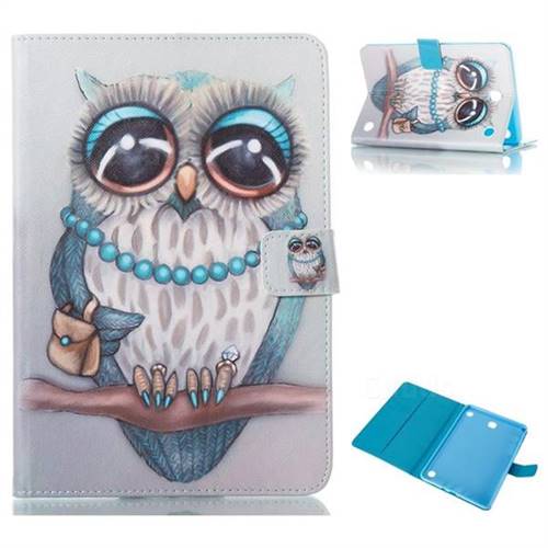 Sweet Gray Owl Folio Stand Leather Wallet Case for Samsung Galaxy Tab A 8.0 T350 T355