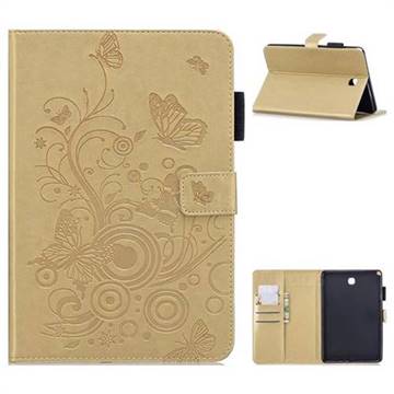 Intricate Embossing Butterfly Circle Leather Wallet Case for Samsung Galaxy Tab A 8.0 T350 T355 - Champagne