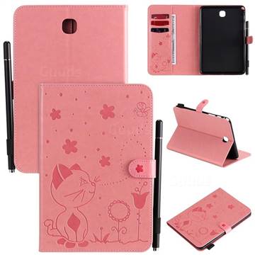 Embossing Bee and Cat Leather Flip Cover for Samsung Galaxy Tab A 8.0 T350 T355 - Pink