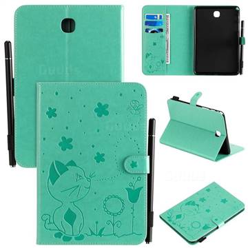 Embossing Bee and Cat Leather Flip Cover for Samsung Galaxy Tab A 8.0 T350 T355 - Green
