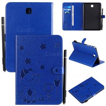 Embossing Bee and Cat Leather Flip Cover for Samsung Galaxy Tab A 8.0 T350 T355 - Blue