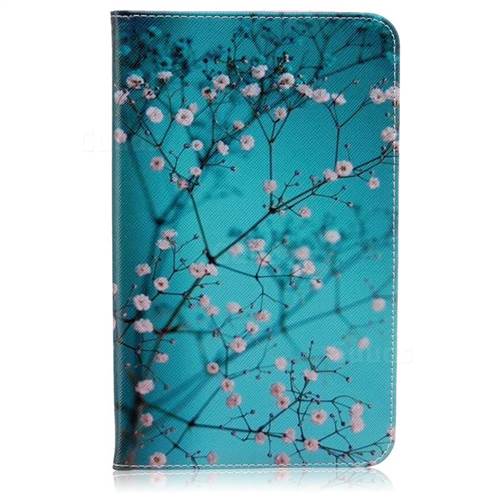 Blue Plum flower Folio Stand Leather Wallet Case for Samsung Galaxy Tab E 8.0 T375 T377