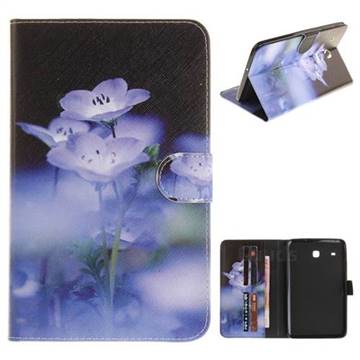 Blue Flowers Painting Tablet Leather Wallet Flip Cover for Samsung Galaxy Tab E 8.0 T375 T377