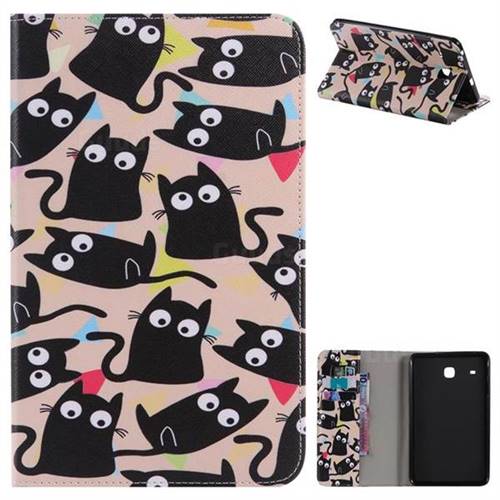 Cute Kitten Cat Folio Flip Stand Leather Wallet Case for Samsung Galaxy Tab E 8.0 T375 T377