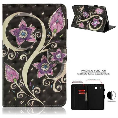 Peacock Flower 3D Painted Leather Wallet Tablet Case for Samsung Galaxy Tab E 8.0 T375 T377
