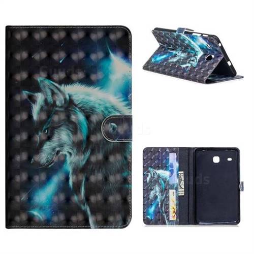 Snow Wolf 3D Painted Leather Tablet Wallet Case for Samsung Galaxy Tab E 8.0 T375 T377