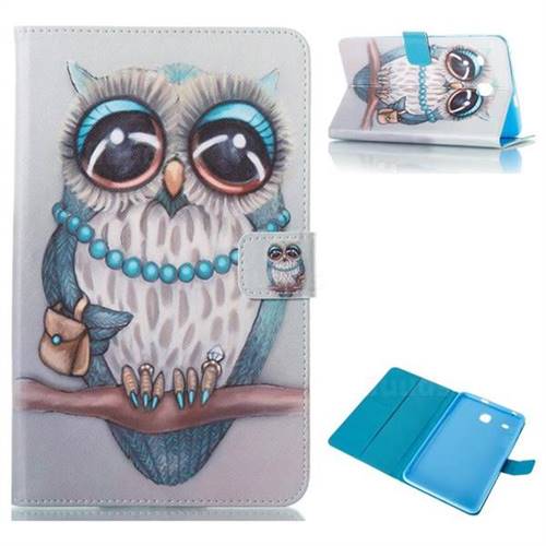 Sweet Gray Owl Folio Stand Leather Wallet Case for Samsung Galaxy Tab E 8.0 T375 T377
