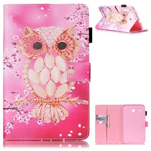 Petal Owl Folio Stand Leather Wallet Case for Samsung Galaxy Tab E 8.0 T375 T377