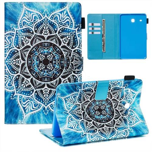 Underwater Mandala Flower Matte Leather Wallet Tablet Case for Samsung Galaxy Tab E 8.0 T375 T377
