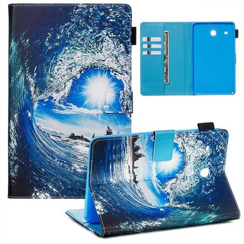 Waves and Sun Matte Leather Wallet Tablet Case for Samsung Galaxy Tab E 8.0 T375 T377