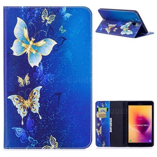 Golden Butterflies Folio Stand Leather Wallet Case for Samsung Galaxy Tab A 8.0 (2017) T380 T385 A2 S