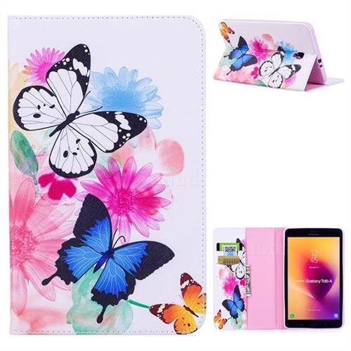 Vivid Flying Butterflies Folio Stand Leather Wallet Case for Samsung Galaxy Tab A 8.0 (2017) T380 T385 A2 S