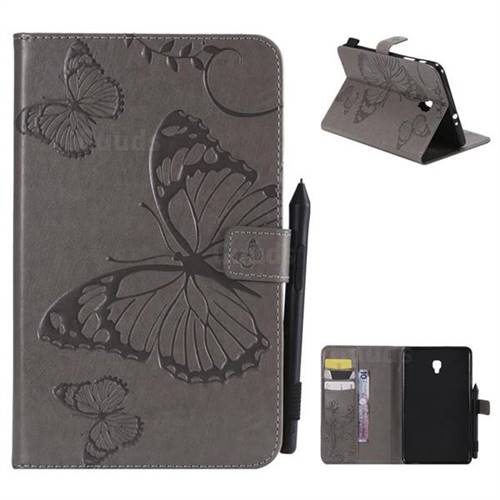 Embossing 3D Butterfly Leather Wallet Case for Samsung Galaxy Tab A 8.0 (2017) T380 T385 A2 S - Gray
