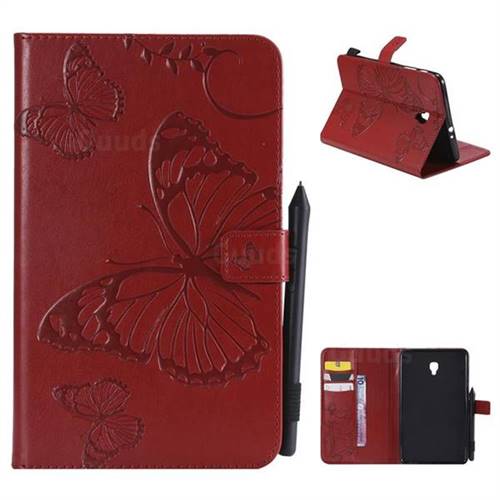 Embossing 3D Butterfly Leather Wallet Case for Samsung Galaxy Tab A 8.0 (2017) T380 T385 A2 S - Red
