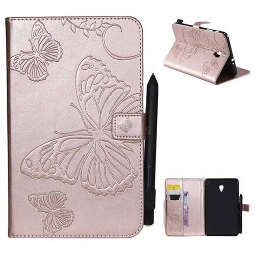 Embossing 3D Butterfly Leather Wallet Case for Samsung Galaxy Tab A 8.0 (2017) T380 T385 A2 S - Rose Gold