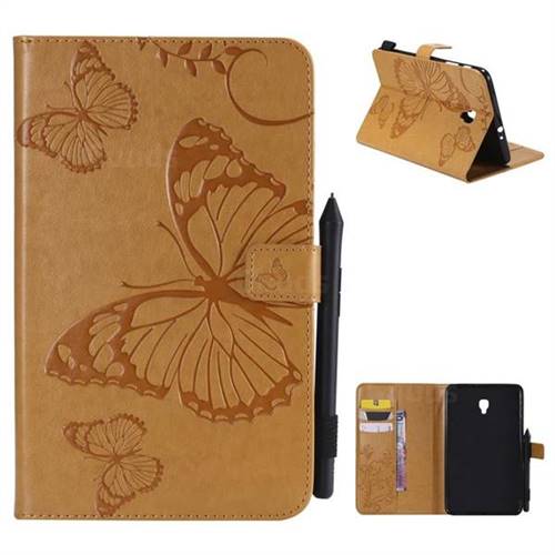 Embossing 3D Butterfly Leather Wallet Case for Samsung Galaxy Tab A 8.0 (2017) T380 T385 A2 S - Yellow