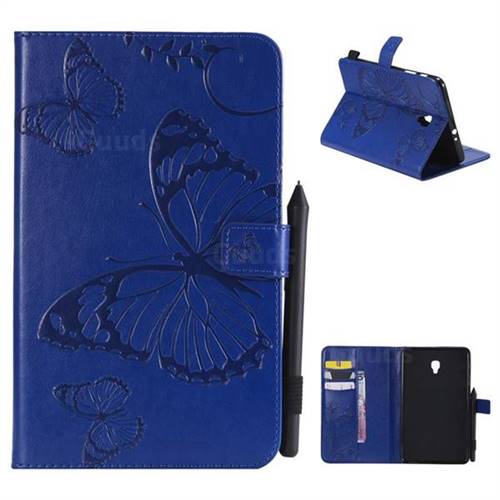 Embossing 3D Butterfly Leather Wallet Case for Samsung Galaxy Tab A 8.0 (2017) T380 T385 A2 S - Blue