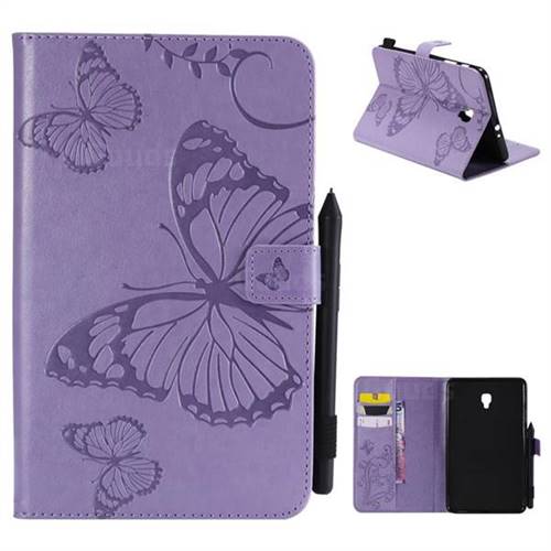 Embossing 3D Butterfly Leather Wallet Case for Samsung Galaxy Tab A 8.0 (2017) T380 T385 A2 S - Purple