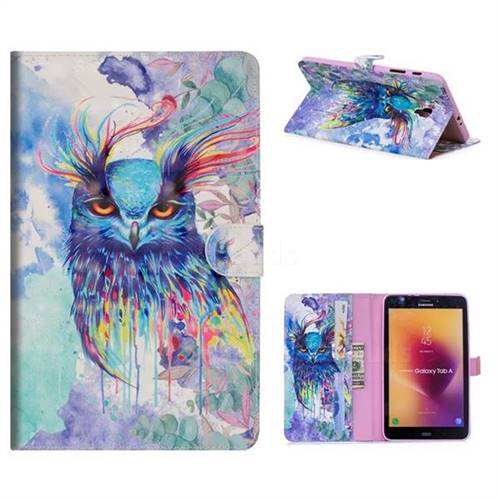 Watercolor Owl 3D Painted Leather Tablet Wallet Case for Samsung Galaxy Tab A 8.0 (2017) T380 T385 A2 S