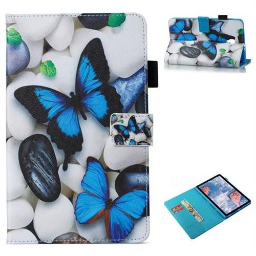 Blue Butterflies Folio Stand Leather Wallet Case for Samsung Galaxy Tab A 8.0 (2017) T380 T385 A2 S