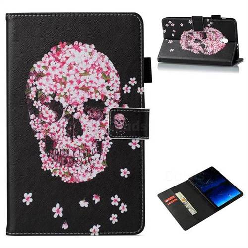 Petals Skulls Folio Stand Leather Wallet Case for Samsung Galaxy Tab A 8.0 (2017) T380 T385 A2 S