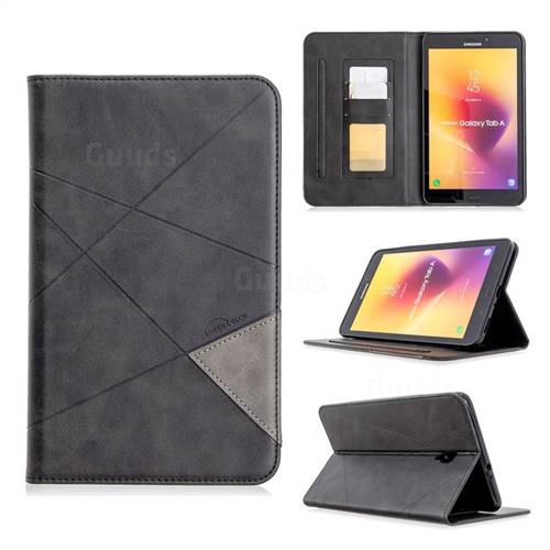 Binfen Color Prismatic Slim Magnetic Sucking Stitching Wallet Flip Cover for Samsung Galaxy Tab A 8.0 (2017) T380 T385 A2 S - Black