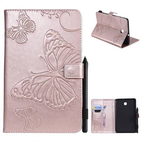 Embossing 3D Butterfly Leather Wallet Case for Samsung Galaxy Tab A 8.0(2018) T387 - Rose Gold