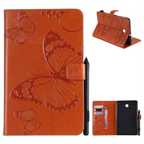Embossing 3D Butterfly Leather Wallet Case for Samsung Galaxy Tab A 8.0(2018) T387 - Orange