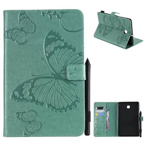 Embossing 3D Butterfly Leather Wallet Case for Samsung Galaxy Tab A 8.0(2018) T387 - Green