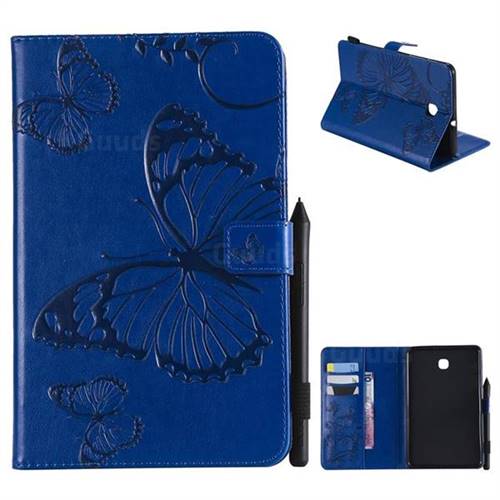 Embossing 3D Butterfly Leather Wallet Case for Samsung Galaxy Tab A 8.0(2018) T387 - Blue