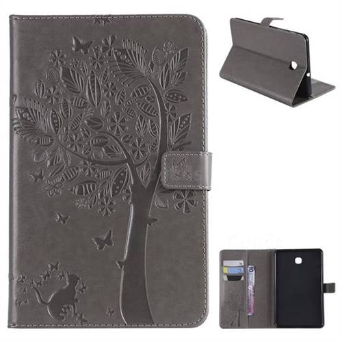 Embossing Butterfly Tree Leather Flip Cover for Samsung Galaxy Tab A 8.0(2018) T387 - Grey