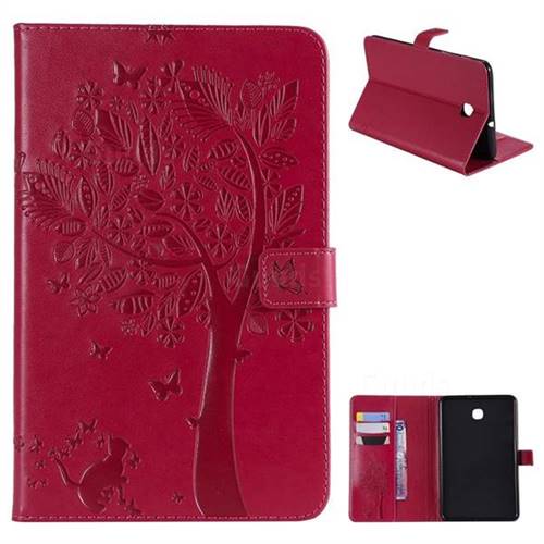 Embossing Butterfly Tree Leather Flip Cover for Samsung Galaxy Tab A 8.0(2018) T387 - Rose
