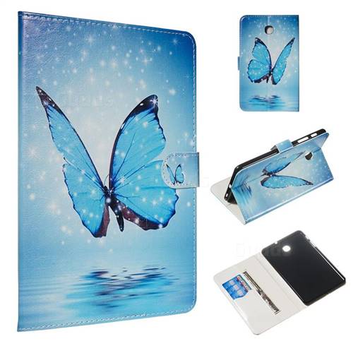 Blue Butterfly Smooth Leather Tablet Wallet Case for Samsung Galaxy Tab A 8.0(2018) T387
