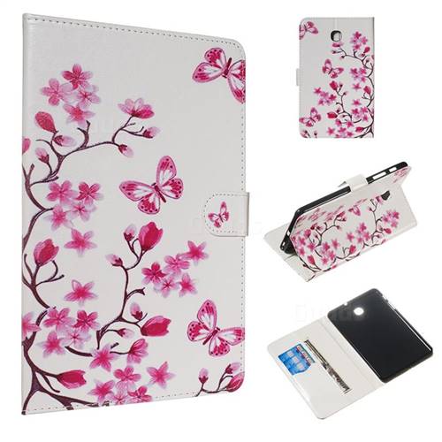 Rose Butterfly Flower Smooth Leather Tablet Wallet Case for Samsung Galaxy Tab A 8.0(2018) T387