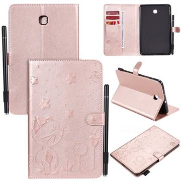 Embossing Bee and Cat Leather Flip Cover for Samsung Galaxy Tab A 8.0(2018) T387 - Rose Gold