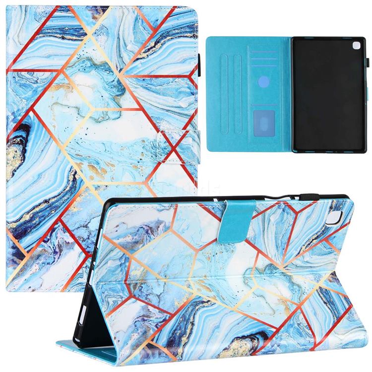 Lake Blue Stitching Color Marble Leather Flip Cover for Samsung Galaxy Tab A7 10.4 (2020) T500 T505