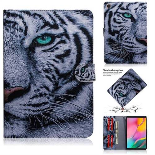 White Tiger Painting Tablet Leather Wallet Flip Cover for Samsung Galaxy Tab A 10.1 (2019) T510 T515