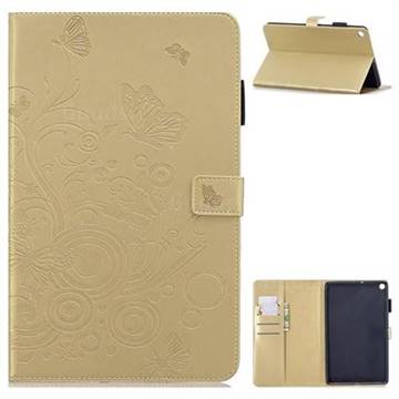 Intricate Embossing Butterfly Circle Leather Wallet Case for Samsung Galaxy Tab A 10.1 (2019) T510 T515 - Champagne