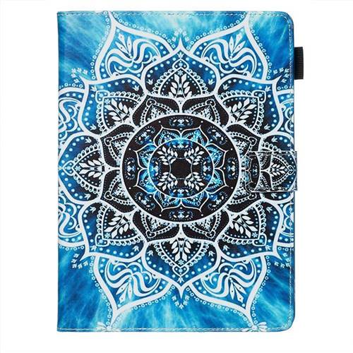 Underwater Mandala Flower Matte Leather Wallet Tablet Case For