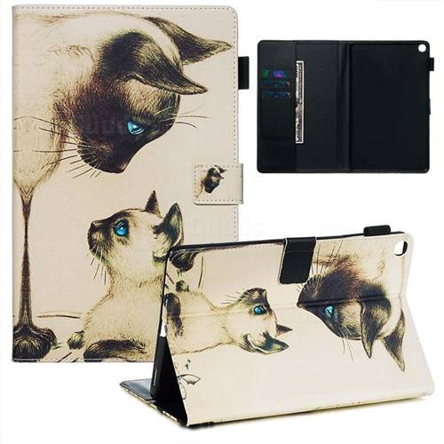 Cat Confrontation Matte Leather Wallet Tablet Case for Samsung Galaxy Tab A 10.1 (2019) T510 T515